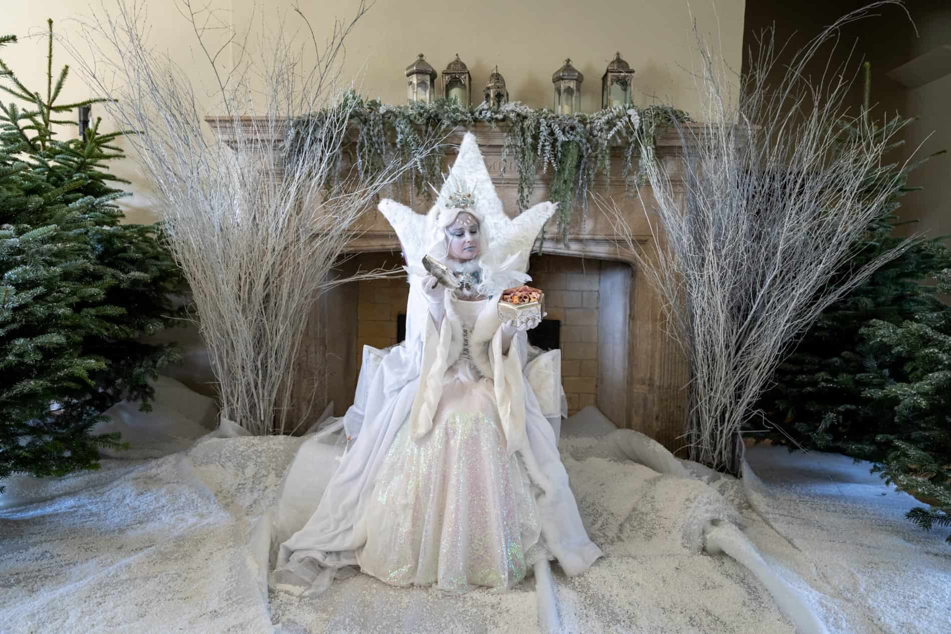 the white witch at leeds castle as part of 'a narnia christmas at the castle'