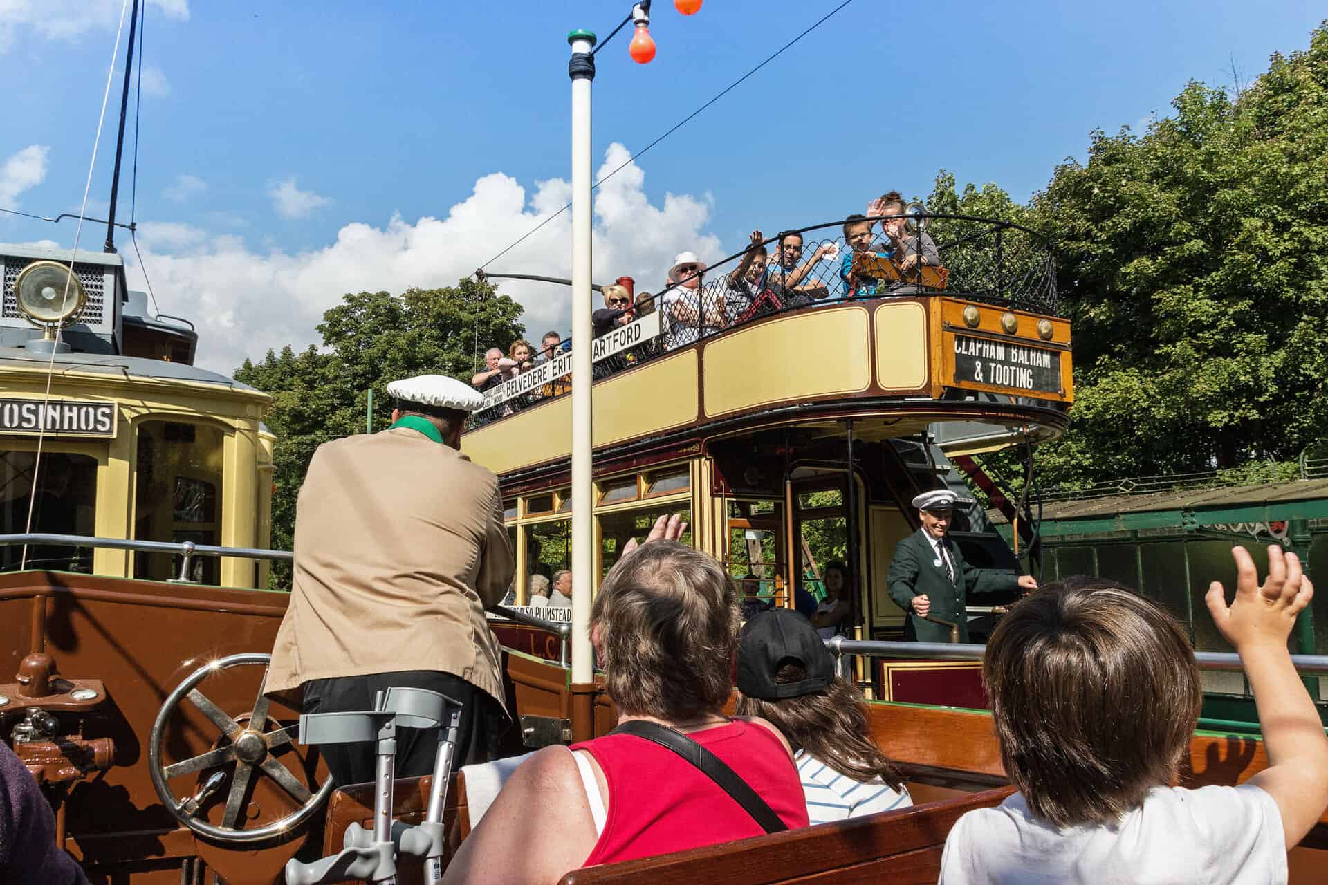 families on trams